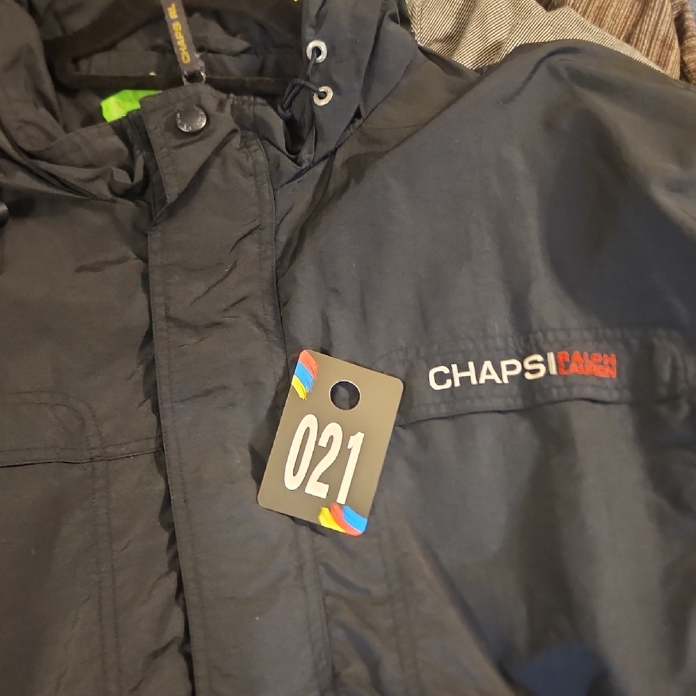 SOLD...#21...Chaps Navy Blue 1/4 Zip Jacket with Logo.. XL